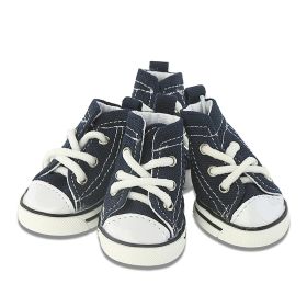 Pet Shoes Denim Canvas Breathable And Comfortable (Option: Denim Shoes Blue-No 3)