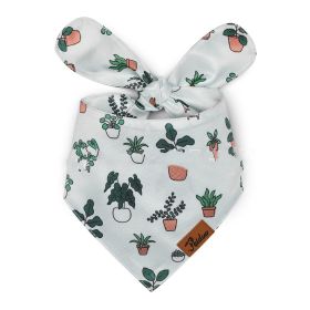 Pet Scarf Summer Pattern Dog Saliva Towel (Option: Green Potted Plant-M)