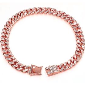 Diamond Hip Hop Dog Collar Necklace (Option: Rose Gold-8inch 20cm)