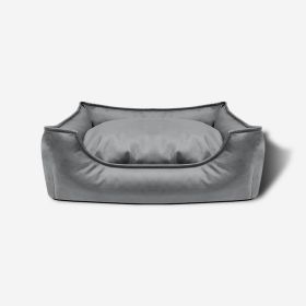 Leather Faux Leather Waterproof Kennel Pet Bed Sofa Cat Nest Supplies (Option: Gray-M72x50x20cm)