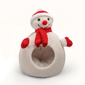 Cat Nest Winter Warm Three-dimensional Cartoon Closed (Option: White Snowman-Medium)