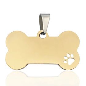 Stainless Steel Bone Shaped Pendant For Cat Collars; Metal Pendant For Pet Necklace; Pet Supplies (Color: Golden)