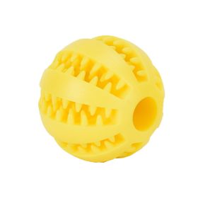 Dog Squeaky Ball Toy; Pet Chew Toy For Dog; Tooth Cleaning Ball Bite Resistant Pet Supplies (Color: Yellow)