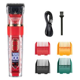 Dog Hair Clippers Set Low Noise Rechargeable Cordless For Dogs; Dog Grooming Clippers (Color: Red)