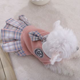 Sweet Bowknot Dog Sweater Dress; Winter Warm Pet Clothes; Costume For Small Medium Large Dog & Cat (Color: Pink)