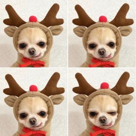 Chrimas Dog Winter Warm Clothing Cute Plush Coat Hoodies Pet Costume Jacket For Puppy Cat French Bulldog Chihuahua Small Dog Clothing (Color: Coffee)