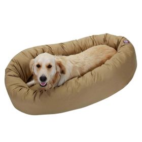 Poly/Cotton Bagel Pet Bed For Dogs, Khaki (Color: Burgundy)