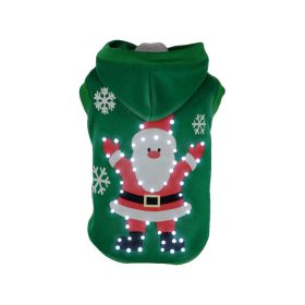 Pet Life LED Lighting Hands-Up-Santa Hooded Sweater Pet Costume (size: Medium - (FBP2GNMD))