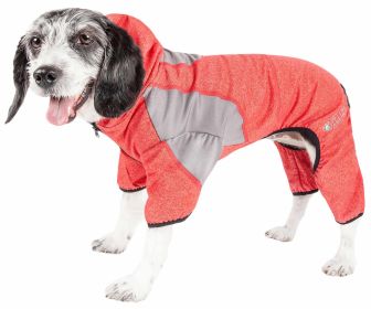 Pet Life Active 'Fur-Breeze' Heathered Performance 4-Way Stretch Two-Toned Full Bodied Hoodie (Color: Red)