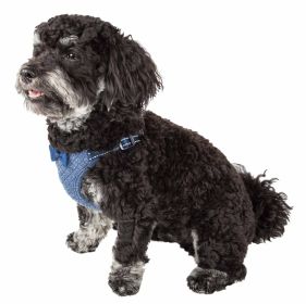 Pet Life 'Flam-Bowyant' Mesh Reversible And Breathable Adjustable Dog Harness W/ Designer Bowtie (Color: Navy)