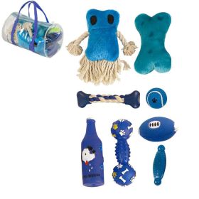 Duffle 8 PC Pet Toy Set (Option: Blue and White)