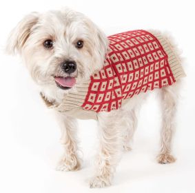 Butterscotch Box Weaved Heavy Cable Knitted Designer Turtle Neck Dog Sweater (size: medium)