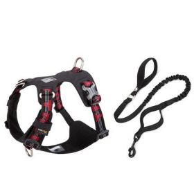 Large Pet Walking Dog Traction Rope Chest Strap (Option: Black red-M)