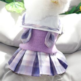 JK Princess Skirt Dog Clothes Pet (Option: Autumn JK Skirt Purple-M Size Back Length 30cm)