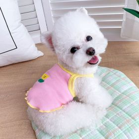 Dog Clothes Summer Thin Summer Clothes Pet Small Dog (Option: Pink Small Flower Sling-M)